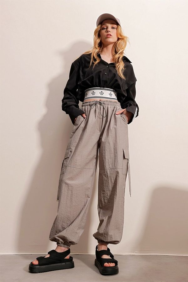 Trend Alaçatı Stili Trend Alaçatı Stili Pants - Gray - Joggers
