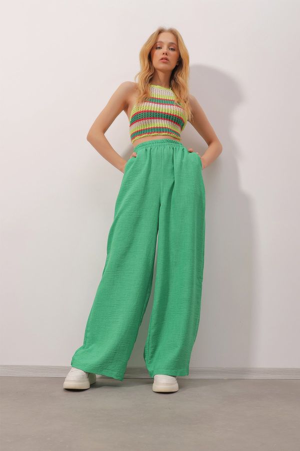 Trend Alaçatı Stili Trend Alaçatı Stili Pants - Green - Mom