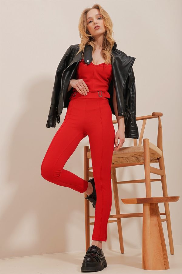 Trend Alaçatı Stili Trend Alaçatı Stili Pants - Red - Skinny