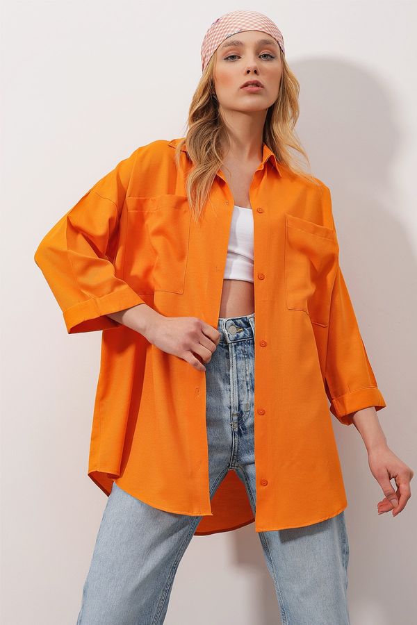 Trend Alaçatı Stili Trend Alaçatı Stili Shirt - Orange