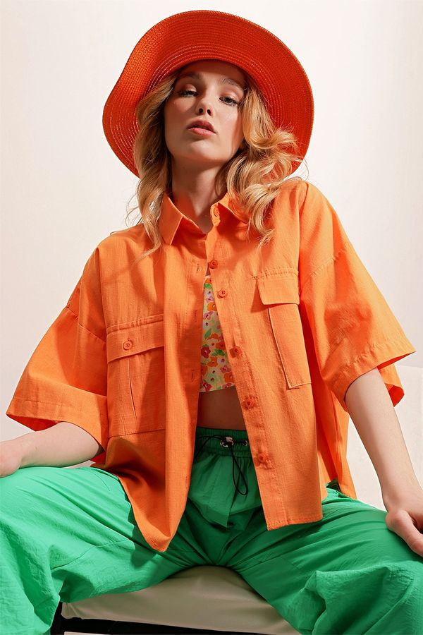 Trend Alaçatı Stili Trend Alaçatı Stili Shirt - Orange - Regular fit