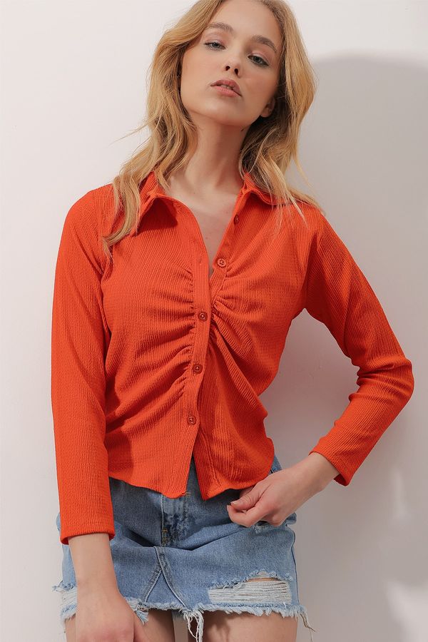 Trend Alaçatı Stili Trend Alaçatı Stili Shirt - Orange - Slim fit