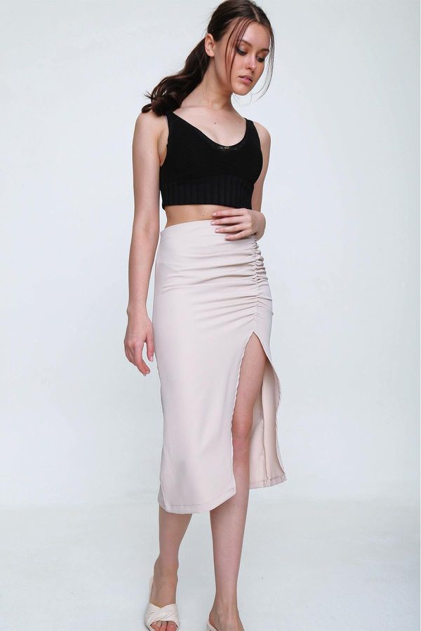 Trend Alaçatı Stili Trend Alaçatı Stili Skirt - Beige - Midi