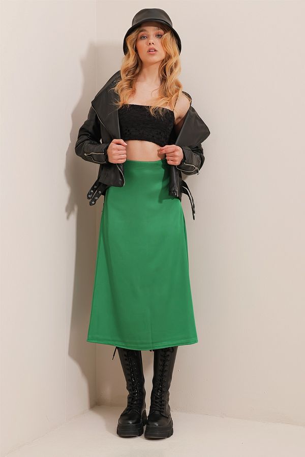 Trend Alaçatı Stili Trend Alaçatı Stili Skirt - Green - Midi