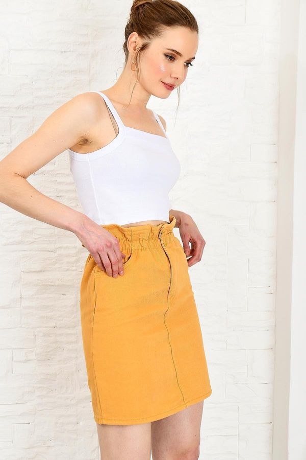 Trend Alaçatı Stili Trend Alaçatı Stili Skirt - Khaki - Mini