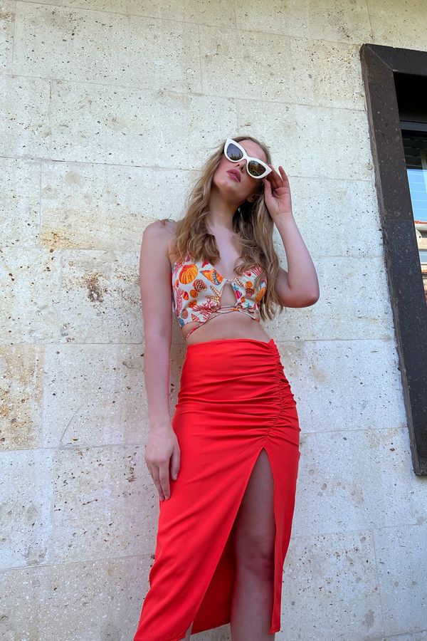 Trend Alaçatı Stili Trend Alaçatı Stili Skirt - Orange - Midi