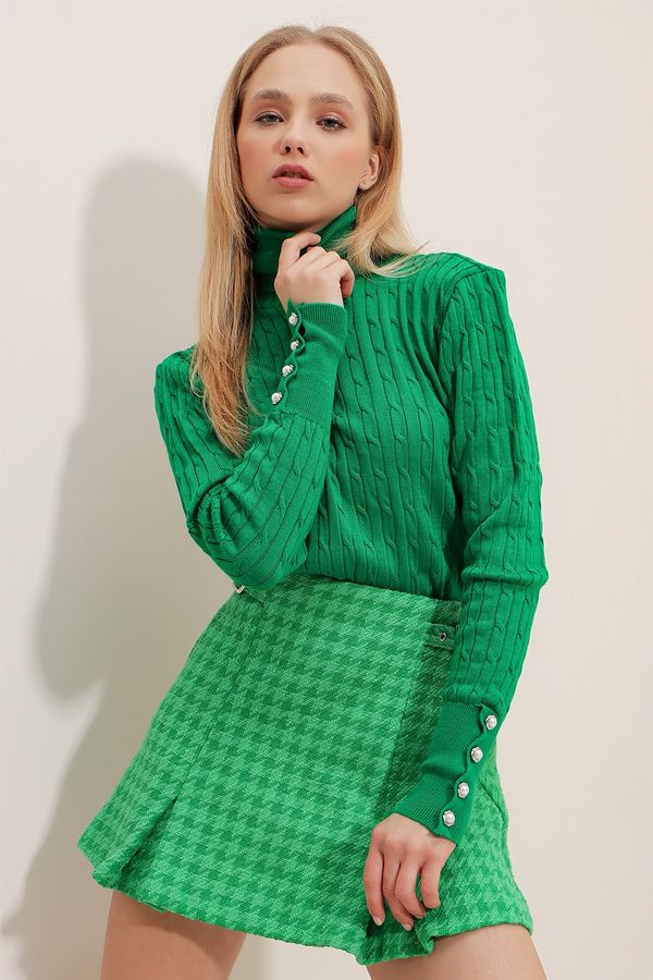Trend Alaçatı Stili Trend Alaçatı Stili Sweater - Green - Regular