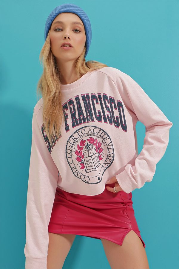 Trend Alaçatı Stili Trend Alaçatı Stili Sweatshirt - Pink - Regular fit