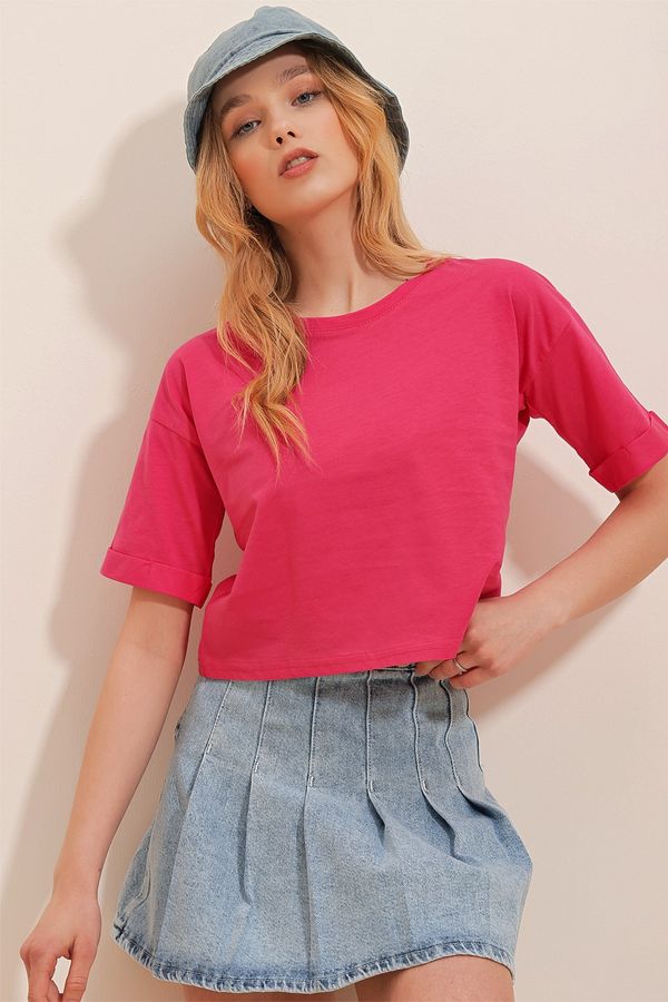 Trend Alaçatı Stili Trend Alaçatı Stili T-Shirt - Pink - Regular fit