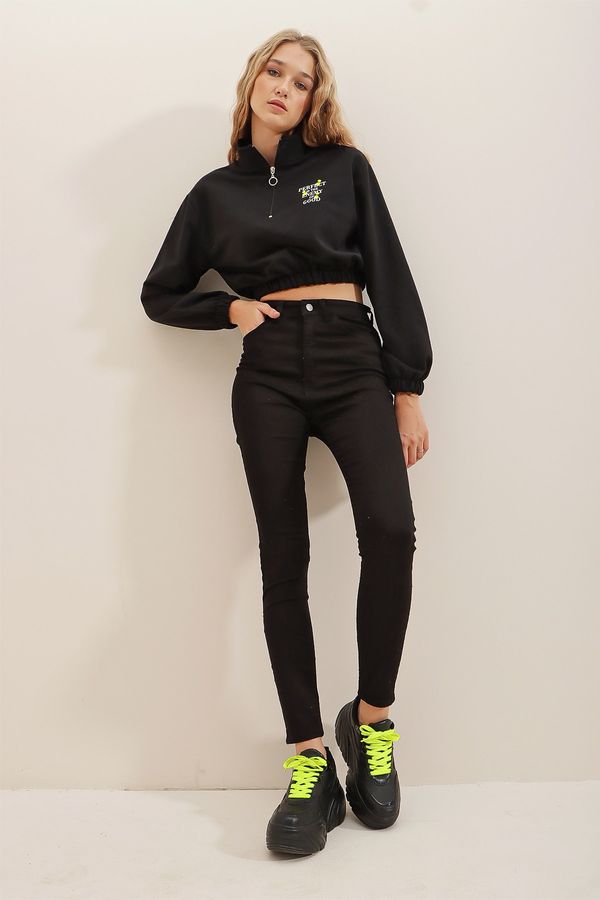 Trend Alaçatı Stili Trend Alaçatı Stili Women's Black High Waist Lycra Five Pocket Clasic Skinny Jean
