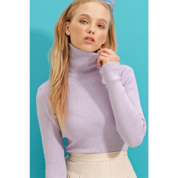 Trend Alaçatı Stili Trend Alaçatı Stili Women's Lilac Turtleneck Lycra Camisole Blouse