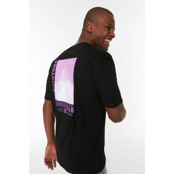 Trendyol Trendyol Black Men's Relaxed Fit Crew Neck Short Sleeve Printed T-Shirt