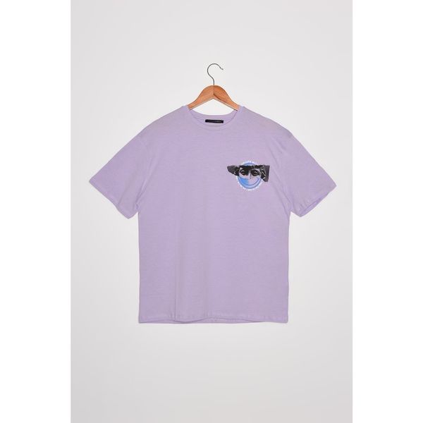 Trendyol Modylol Lilac Męski t-shirt z krótkim rękawem z krótkim rękawem