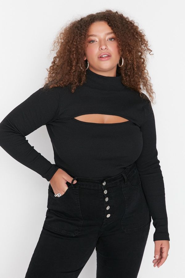 Trendyol Top damski Trendyol TBBAW23AF00062/Black