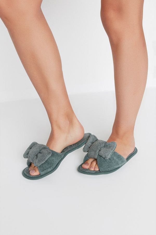 Trendyol Trendyol Anthracite Bow Towel House Slippers