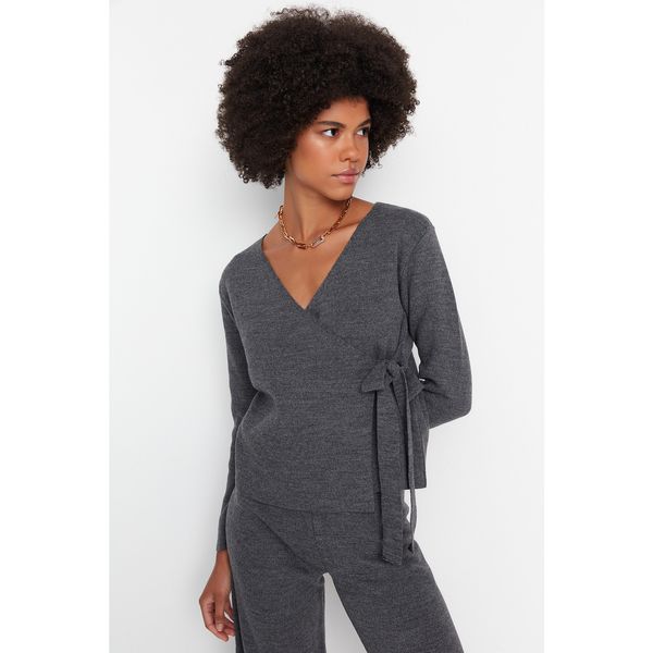 Trendyol Trendyol Anthracite Double Breasted Collar Knitwear Bottom-Top Suit