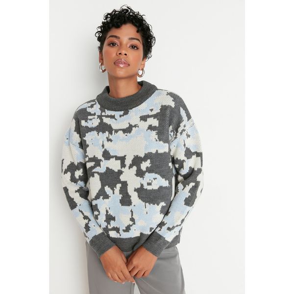 Trendyol Trendyol Anthracite Jacquard Knitwear Sweater