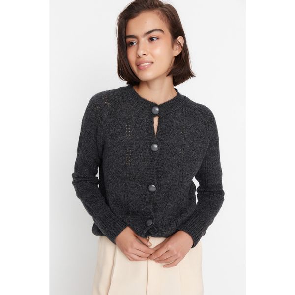 Trendyol Trendyol Anthracite Knit Detailed Knitwear Cardigan