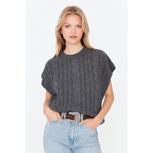Trendyol Trendyol Anthracite Knitted Detailed Knitwear Sweater