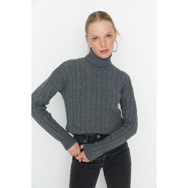 Trendyol Trendyol Anthracite Knitted Detailed Knitwear Sweater