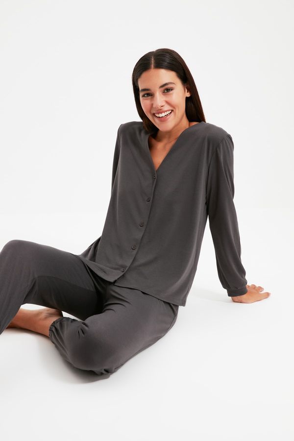 Trendyol Trendyol Anthracite Knitted Pajamas Set