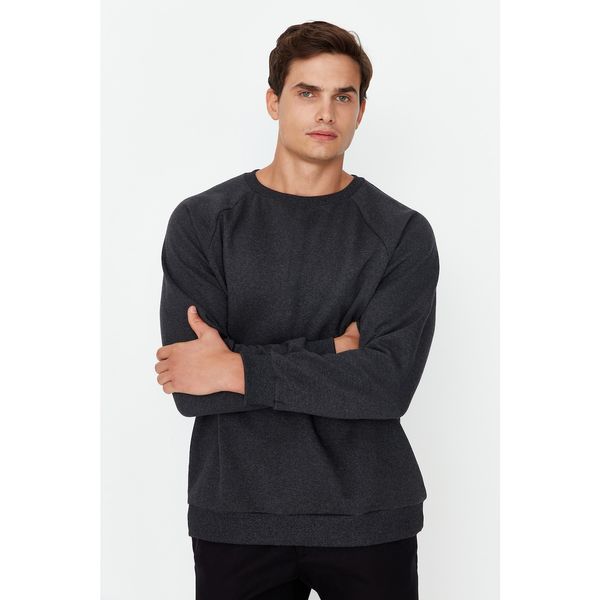 Trendyol Trendyol Anthracite Men's Basic Oversize Fit Crew Neck Raglan Sleeve Sweatshirt