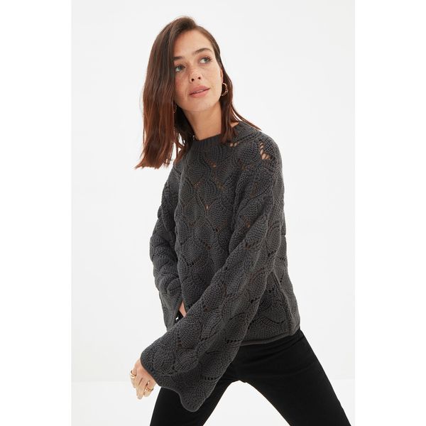 Trendyol Trendyol Anthracite Openwork Knitwear Sweater