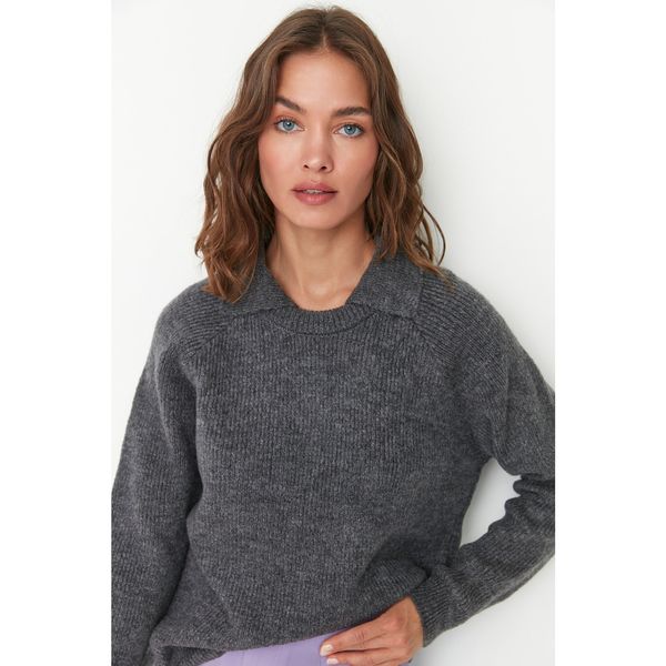 Trendyol Trendyol Anthracite Polo Neck Knitwear Sweater