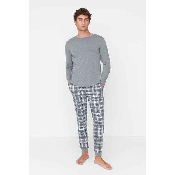 Trendyol Trendyol Anthracite Printed Knitted Pajamas Set