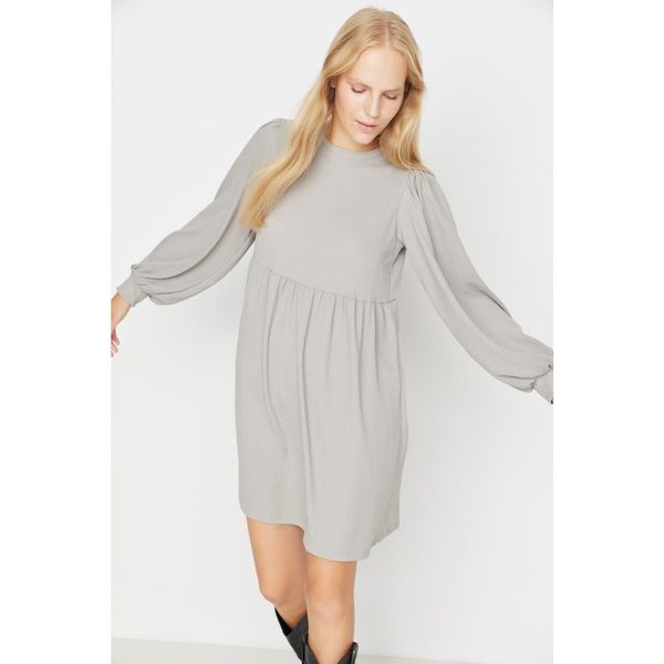 Trendyol Trendyol Anthracite Ruffle Knitted Dress