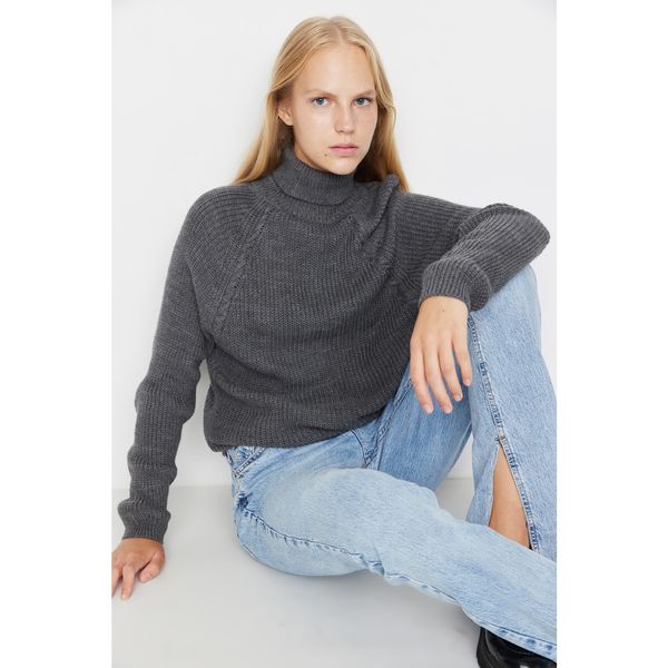 Trendyol Trendyol Anthracite Turtleneck Knitwear Sweater