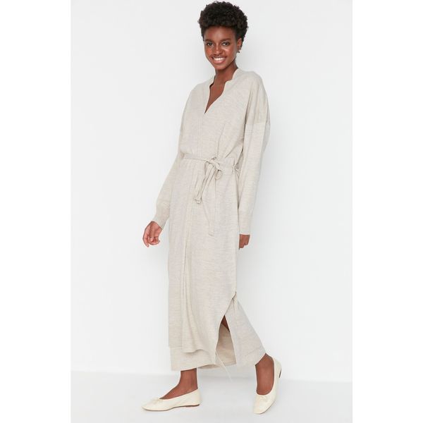 Trendyol Trendyol Beige Belted Knitwear Cardigan