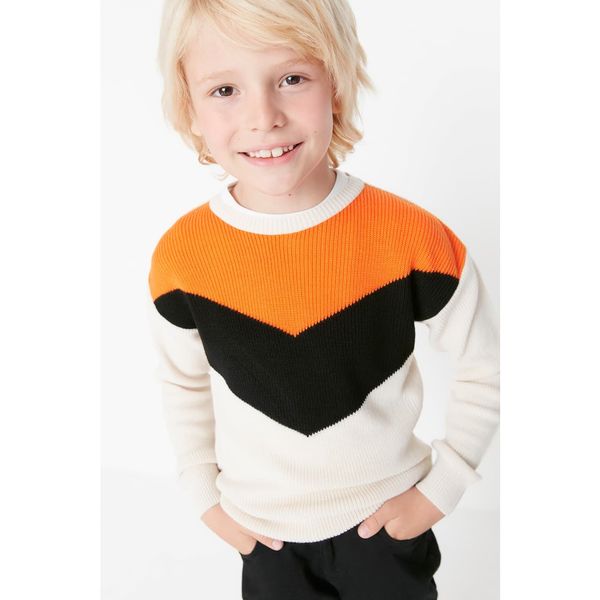 Trendyol Trendyol Beige Color Block Boy Knitwear Sweater