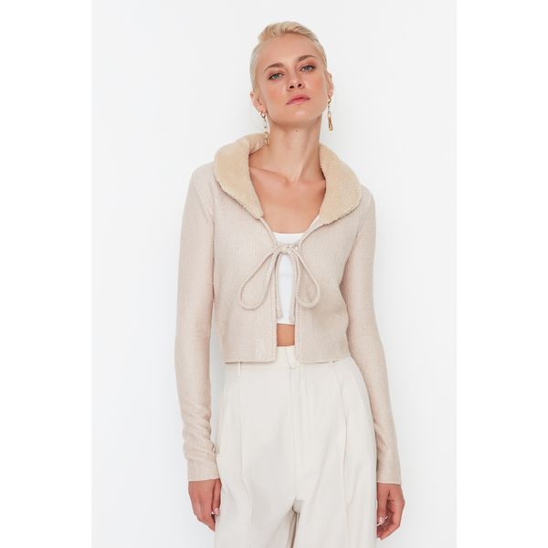 Trendyol Trendyol Beige Corduroy Knitted Cardigan