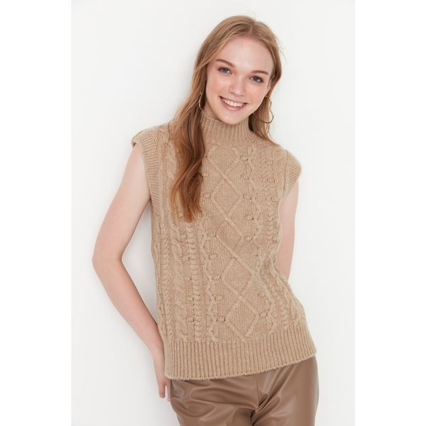 Trendyol Trendyol Beige Knitted Detailed Knitwear Sweater