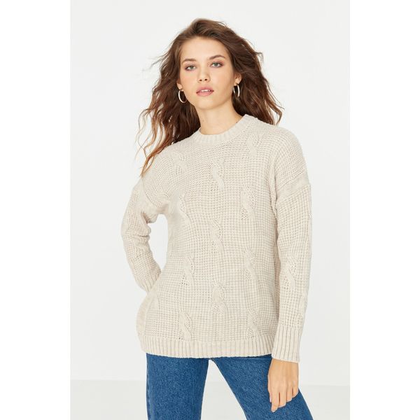 Trendyol Trendyol Beige Knitted Detailed Knitwear Sweater