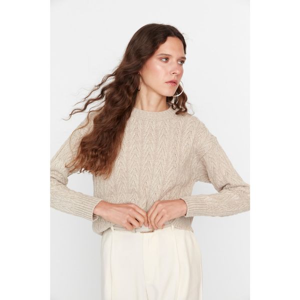 Trendyol Trendyol Beige Knitted Detailed Knitwear Sweater