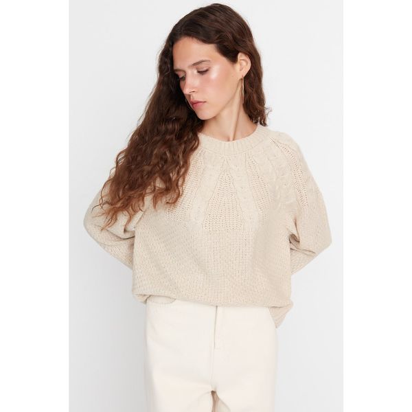 Trendyol Trendyol Beige Knitted Detailed Knitwear Sweater