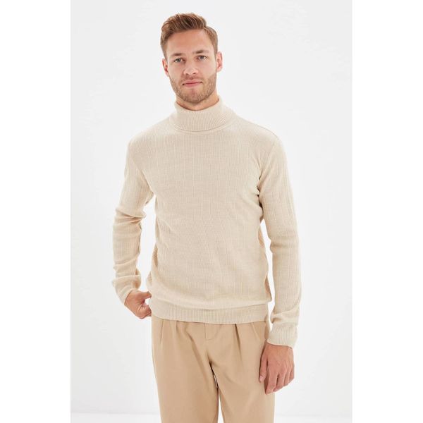 Trendyol Trendyol Beige Men's Slim Fit Turtleneck Knitwear Sweater