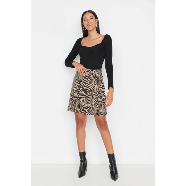 Trendyol Trendyol Beige Mini A-Line Knitted Skirt