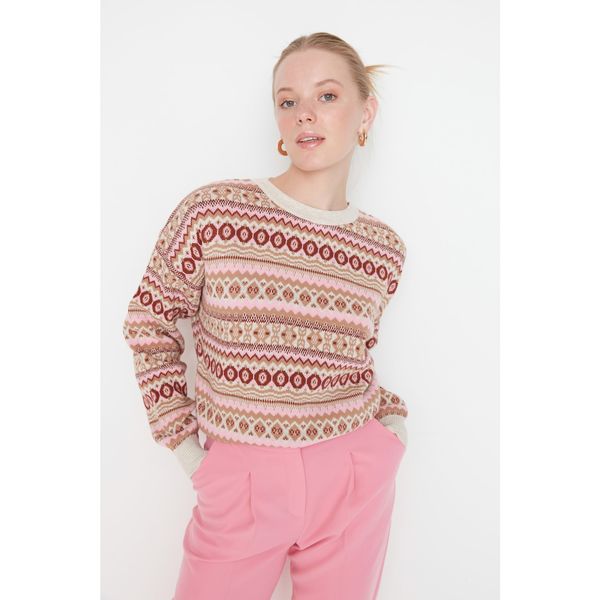 Trendyol Trendyol Beige Patterned Knitwear Sweater