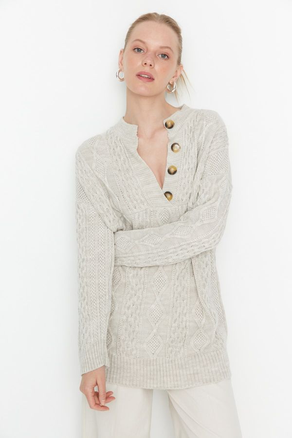 Trendyol Trendyol Beige Super Oversize Knitwear Sweater