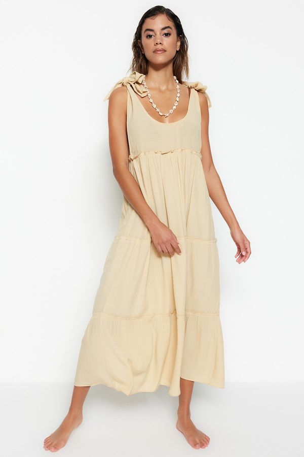 Trendyol Trendyol Beige Sznurowanie Szczegółowe beach dress