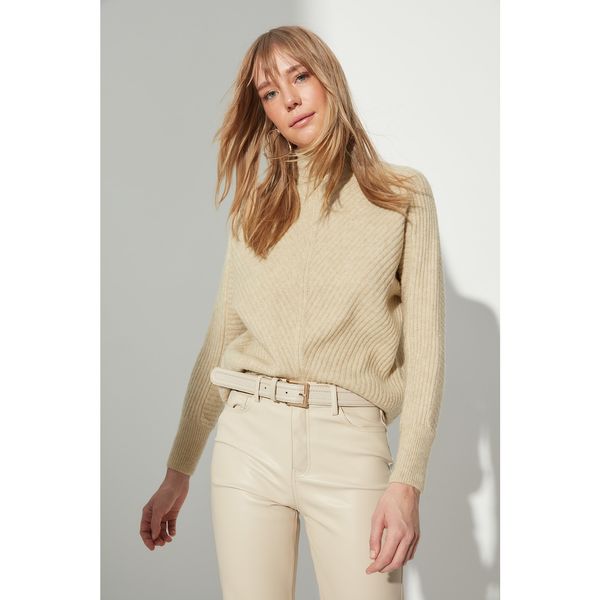 Trendyol Trendyol Beige Wool Yarn Knitwear Sweater