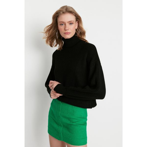 Trendyol Trendyol Black Balloon Sleeve Detailed Knitwear Sweater