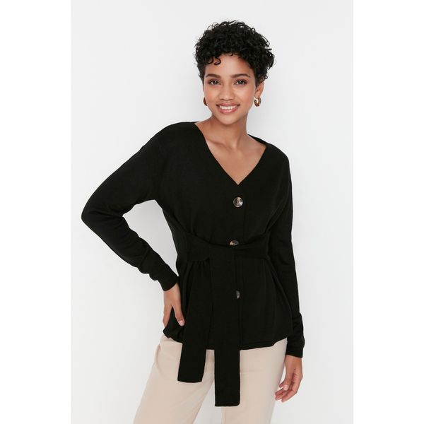 Trendyol Trendyol Black Belted Knitwear Cardigan