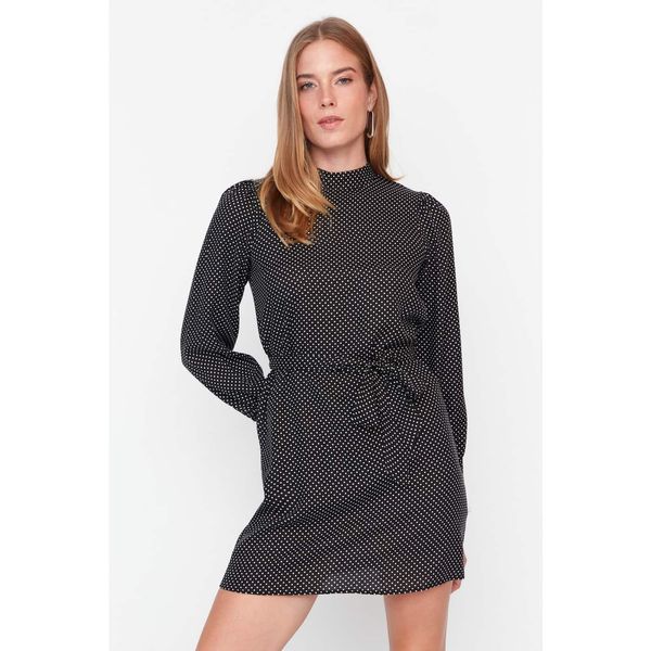 Trendyol Trendyol Black Belted Polka Dot Dress