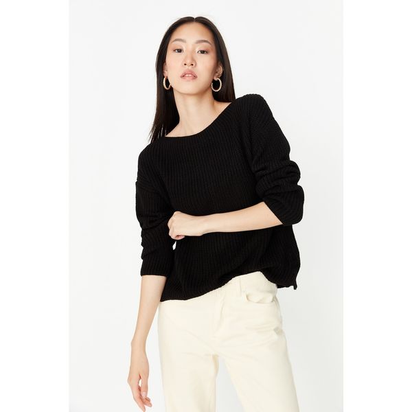 Trendyol Trendyol Black Boat Neck Knitwear Sweater