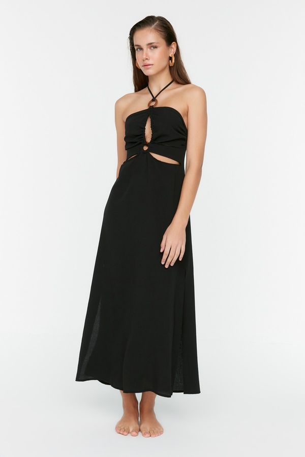 Trendyol Trendyol Black Buckle Accessorized Cut Out Detailed Beach Dress