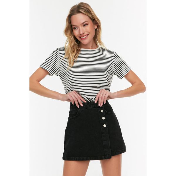 Trendyol Trendyol Black Button Detailed Denim Short Skirt
